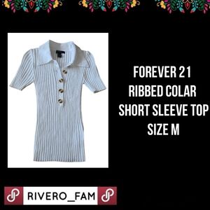 FOREVER 21 | RIBBED COLAR SHORT SLEEVE TOP | SIZE M